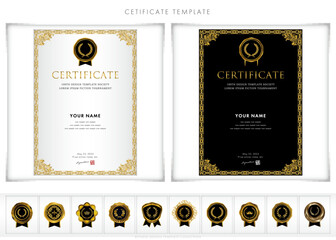 Luxury modern frames and shapes, templates for certificates of recognition, certificates of appreciation, and diplomas. Accommodates award, diploma, business and educational needs. type209(portrait)