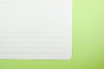 line paper texture on green background,  blank sheet notebook