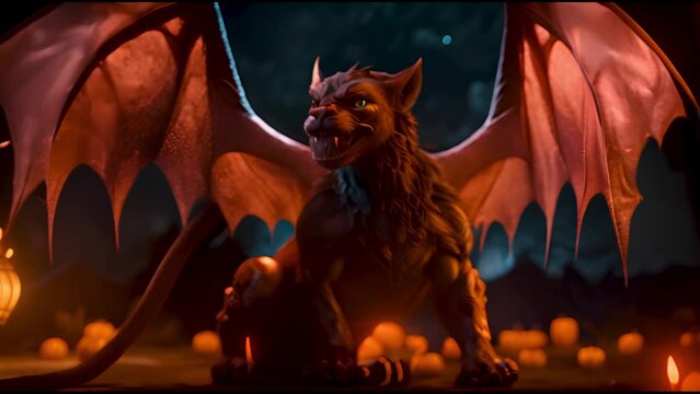 Monster Dragon terrifying toothy, visualize fear, nightmares and horrors on Halloween night, the holiday of all Saints.