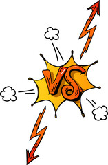 VS comic doodle style . one against the other. Pop 