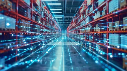 smart warehouse management system. digital high technology