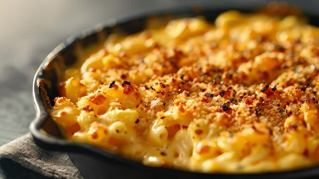 Creamy, baked macaroni and cheese with crispy crust