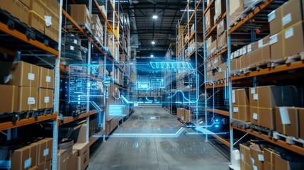 smart warehouse management system. digital high technology