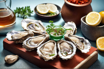 Plate of oysters ready to celebrate National oyster day. 