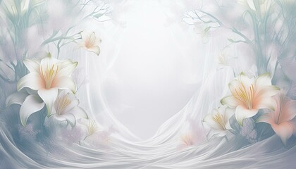 white blank copy space with frame of flowers and silk