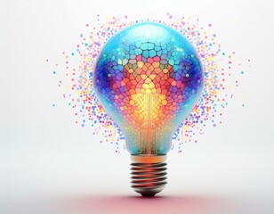 business idea light bulb with sparkling dots