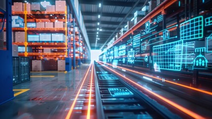 smart warehouse management system. digital high technology