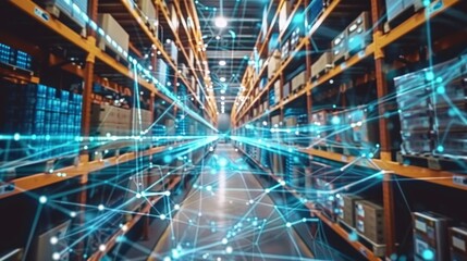 smart warehouse management system. digital high technology