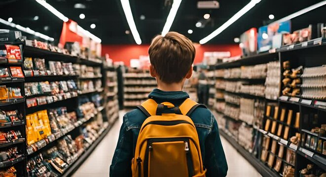 Boy in a video game store.