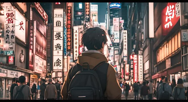 Japanese otaku boy in Japan.