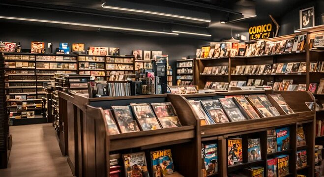 Interior of a comic book store.