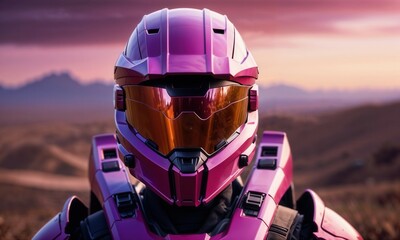 Closeup futuristic swat soldier on a future city background. Closeup swat soldier in futuristic tactical outfit armor