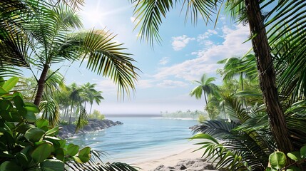 Fototapeta premium Beautiful Empty Tropical Beach and Sea Landscape