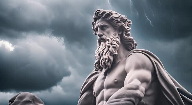 Greek god Poseidon in the sea.