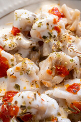traditional home turkish manti in close-up