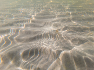 Underwater photo of a sandy bottom on a beach in the Baltic Sea in Estonia.