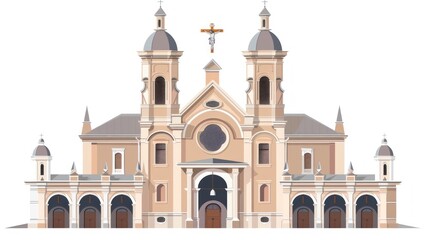 Obraz premium illustration of a catholic church on white background