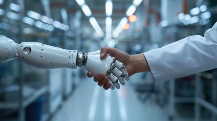 Robot Handshake with Human in a Modern Industrial Setting