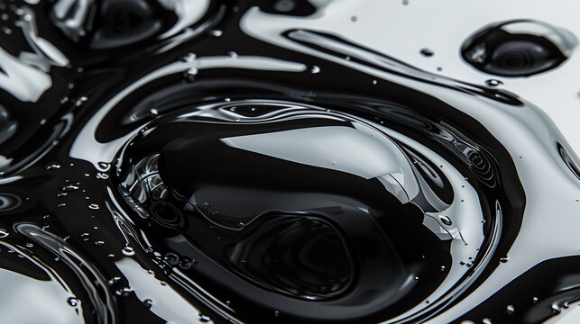 crude oil aesthetic photography, smooth surface, rich black color, minimalist brutal background, high-resolution detail