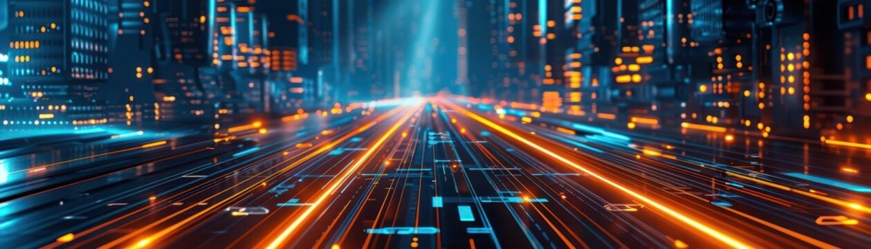 An abstract representation of technology in a dystopian world, captured from an unexpected high angle