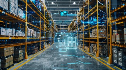 smart warehouse management system. digital high technology