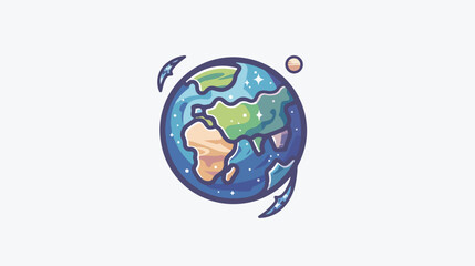 Planet Flat Icon Vector Illustration Handdrawn Vector
