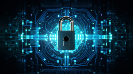 a digital lock, symbolizing AI's critical role in enhancing cybersecurity