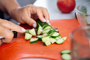 Cooking and food preparing on Plastic Cutting Board
