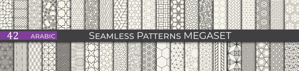 Set of modern arabic pattern swatches. Vintage islamic graphic. Ethnic modern patterns.
