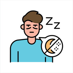 Insomnia line color icon Sign for web page