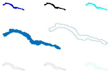 Lake Seton (Canada, North America) map vector illustration, scribble sketch map