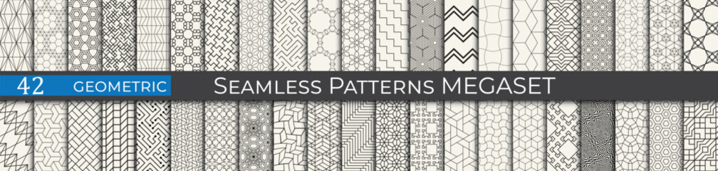 Hipster geometric pattern backdrop collection. Black and white monochrome print patterns.