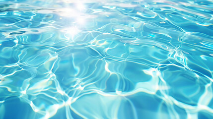 Obraz premium Clear blue water with sunlight reflections, showcasing the serene and refreshing nature of water. Ideal for concepts of purity, tranquility, and freshness.
