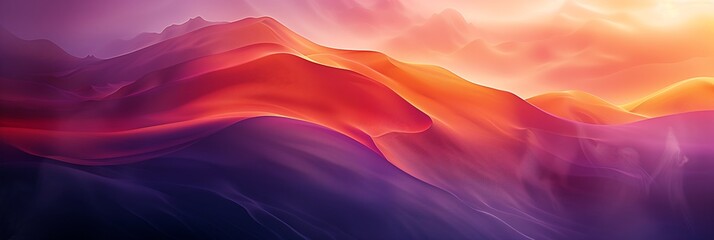 Obraz premium A vibrant gradient background with soft, flowing lines of orange and purple hues.