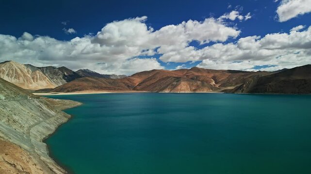Lake in the Tibet Mountains in cloudy weather