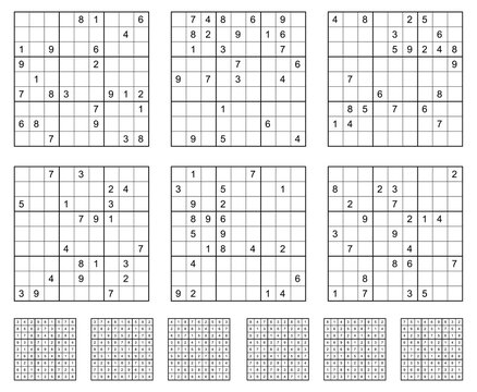 Sudoku game set  with solutions.