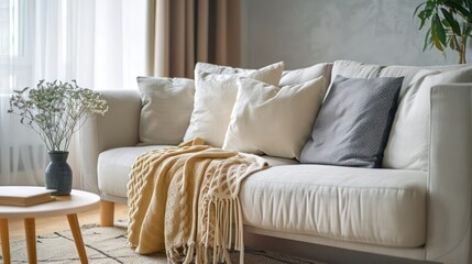 home interior design idea, comfy couch sofa in living room space