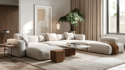 Fototapeta premium home interior design idea, comfy couch sofa in living room space