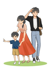 Original family picnic illustration