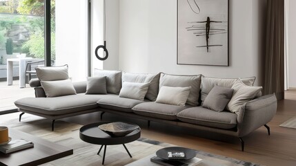 home interior design idea, comfy couch sofa in living room space