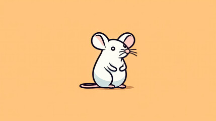 A cartoon mouse is standing on a yellow background.