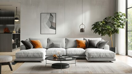 home interior design idea, comfy couch sofa in living room space