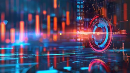 Digital target with financial charts and data