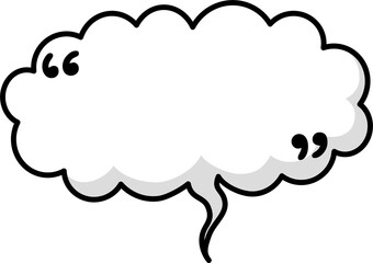 Hand draw doodle Black and white color speech bubble balloon with quotation marks, icon sticker memo keyword planner text box banner, flat isolated png transparent element design