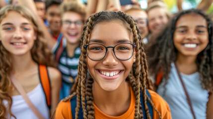 Fototapeta premium Diverse Group of Happy Teenagers Smiling Together