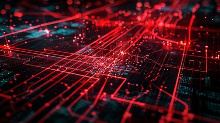 Obraz premium Futuristic City Map with Glowing Digital Pins