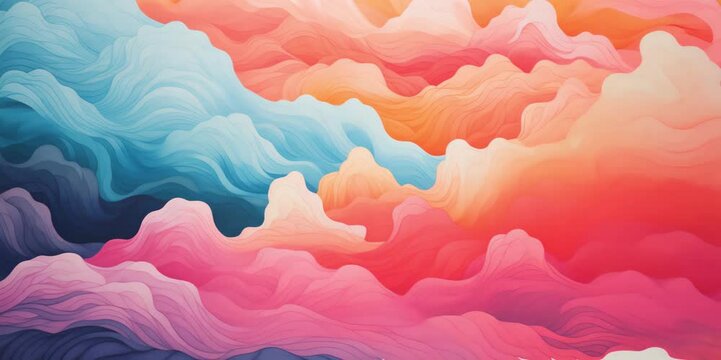 bright animated graphic background, pink and blue colored waves, art, video banner wallpaper