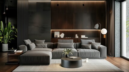 comfy couch sofa in living room interior, modern living room