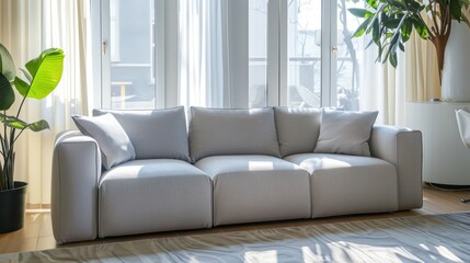Fototapeta premium comfy couch sofa in living room interior, modern living room