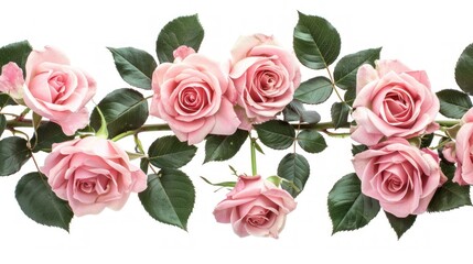 Beautiful pink roses on a white background. Perfect for wedding invitations, Valentine's Day cards, or any romantic occasion.